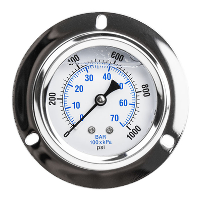Crimped Type Liquid Filled Pressure Gauge 63mm For Silicone Oil